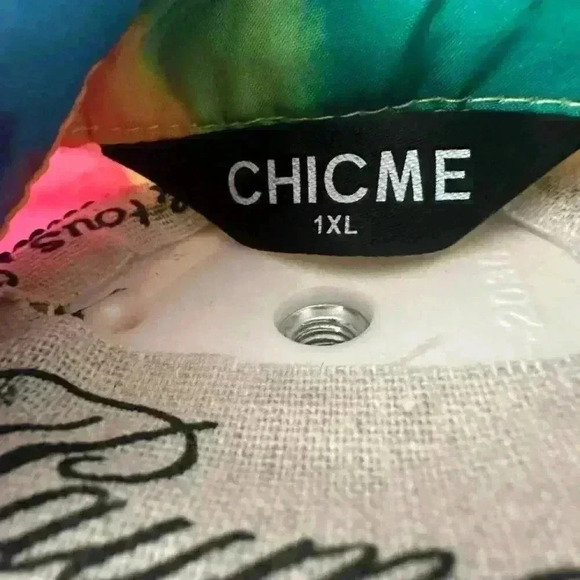 Chicme 1XL Colorful Abstract Print Tunic Dress, Half Sleeve, Loose Fit – Bold an - Picture 5 of 5